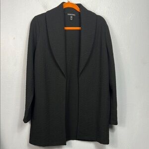 Eileen Fisher Black Textured Open Front Shawl Collar Jacket Small
